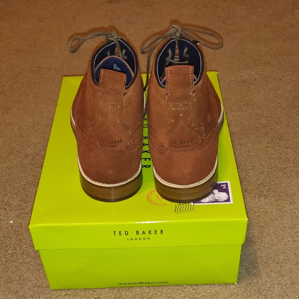 Ted Baker Shennjo Brogue Boot Size 13M US Dark Tan - Picture 4 of 7